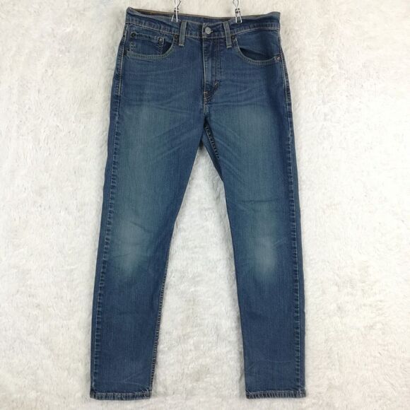 Levi's Mens Jeans 502 Taper Fit Denim Blue Medium Wash Whiskering 31x32‎ - Picture 1 of 12
